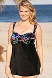 Longitude® Leaping Lizard Twist Front Swimdress - Plus Size Swimsuit Plus Size Swimsuit