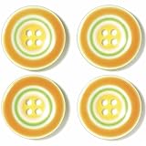 Doodlebug Striped Buttons 4/Pkg-Citrus Squeeze