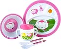 Farm Animal Sheep Pig Duck Rabbit Kids Pink Dinner Set - Plate, Bowl, Cup, More