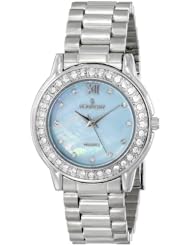 Peugeot Womens 7076S Silver-Tone Swarovski Crystal Bracelet Watch
