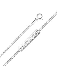 14K White Gold 1.4mm Flat Mariner Chain Necklace with Spring Clasp - 20" Inches