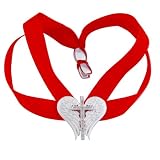 Rhodium Plated Sterling Silver Diamond Accent Cross Angel Wing with Red Lace Bracelet, 12