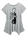 Allegra K Women Irregular Hem Portrait Print Loose Tunic Top XL Heather Grey