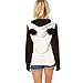 Meilaier Women's Cute Panda Print White and Black Fleece Hoodie Tops