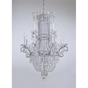 Metropolitan Vintage Silver Twelve-Light Two-Tier Chandelier with Crystal Rosettes and... by Metrolpolitan Lighting