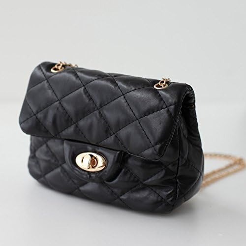 Lapin - Soft Quilted Crossbody w/ Metal Chain Strap, Girl's Shoulder Bag, Kids Bag (Black)