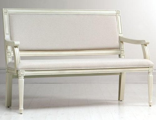 Left Bank Settee, 38HX55WX20D, DSTRSSD CREAM
