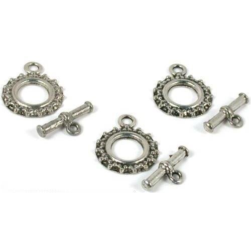 3 Bali Toggle Clasps Berries Antique Silver Bracelets