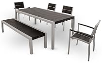 Big Sale Trex Outdoor Furniture TXS124-1-11CB Surf City 6-Piece Dining Set, Textured Silver/Charcoal Black