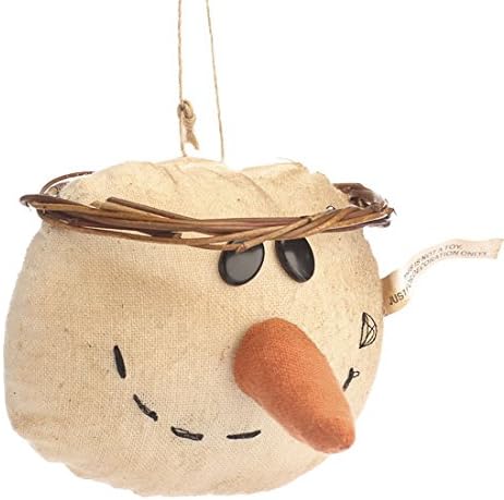 Collection of 4 Tea Stained Pillow Snowman Head Ornaments with Sweet Grapevine Crown Accent