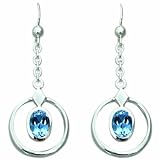 2.00 Ct.T.W. Genuine Oval Shape Swiss Blue Topaz in Pure Sterling Silver Earrings