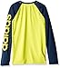 adidas Big Boys' Climalite Long Sleeve Tee, Shock Slime/Collegiate Navy, Medium/10-12