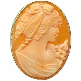 Cameo Carnelian Conch Shell Master Carved Pin Pendant by