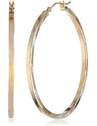 Bonded Sterling Silver and 14k Tri-Color Gold Hoop Earrings