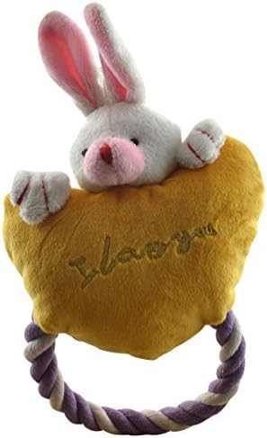 Dogloveit Pet Puppy Cat Dog Toys Lovely Rabbit Braided Rope Cotton Toy for Pet Dog Cat (Yellow)