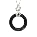 Sterling Silver Charcoal Jade and Diamond Circle Pendant on Chain, 18" image 3