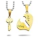 MeMeDIY 2 PCS Stainless Steel Pendant Necklace Heart Key Couple ,come with 2 Chains - Customized Engraving
