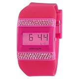 Wize & Ope Unisex WO-JE-3 Strass Digital Pink Dial Jelly Pink Strap and Slide Watch