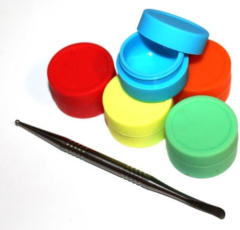 TitanOwl 5 x Non-Stick Storage Silicone Container Jar Matte Outside & Shiny Round Inside Food Grade Titanium GR2 Carving Tool Ball Point tip, Non Stick Heat Resistant