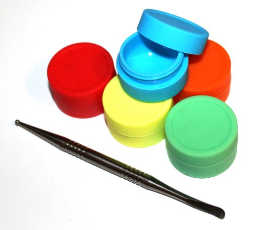 TitanOwl 5 x Non-Stick Storage Silicone Container Jar Matte Outside & Shiny Round Inside Food Grade Titanium GR2 Carving Tool Ball Point tip, Non Stick Heat Resistant