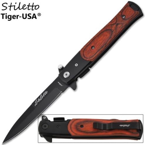 P-110-BPK 132dvksts 7 Inch Godfather stiletto style Knife folding knife steel edge dagger sharp 9ao0p27g19y metal steel