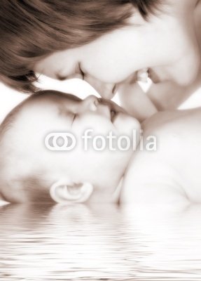 Aquatic Tubs Wallmonkeys Peel and Stick Wall Decals - Happy Family Mother and Baby to Take a Bath - 18