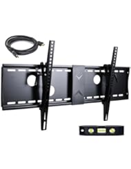 VideoSecu Tilt TV Wall Mount Bracket for Most 37"- 70" LCD LED Plasma TV Flat Screen with VESA 200x200 to 700x400mm, Sturdy Steel Wall Plate Load Capacity 165lbs, 15 Degree Tilt up Free 10ft HDMI Cable and Bubble Level 3KR