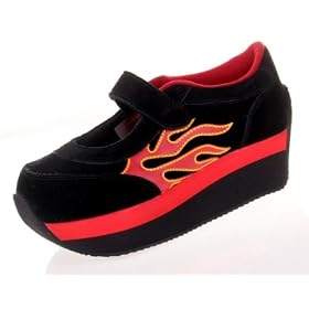 VOLATILE Torch Women Shoes Platform Wedge Mary Janes Flames Black/Red VOLATILE Torch Women Shoes Platform Wedge Mary Janes Flames Black/Red