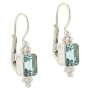 Sterling Silver Genuine Blue Topaz Stone Bali Emerald cut Lever Back LeverBack Earrings