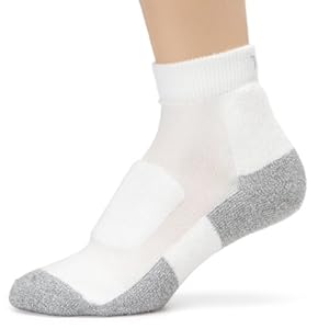 Thorlo Women's Thin Cushion Walking Mini Crew Sock, White/Platinum, Large/11 Ladies 9.5-11.5