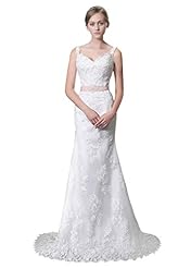 Satin/Tulle Spaghetti Strap Applique Lace Mermaid Wedding Dress 
