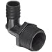 Thogus Polyethylene Tube Fitting, 90 Degree Elbow, Black, NPT Male x Barbed