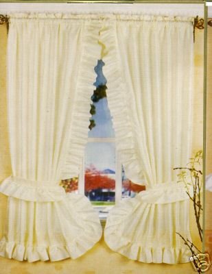 BONE BEIGE RUFFLED PRISCILLA FABRIC WINDOW CURTAIN