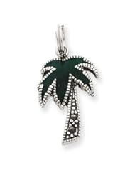 Sterling Silver Green Enameled Palm Tree Charm