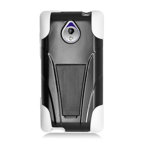 Eagle Cell Hybrid Case with Y Style Kickstand for HTC Tiara/8XT - Retail Packaging - White/Black