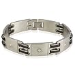 Men's Stainless Steel 14mm Cubic Zirconia Rubber Link Bracelet 8.5"