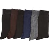 Mens Cotton Blend Ribbed Dress Socks Value Assorted 6-Pack