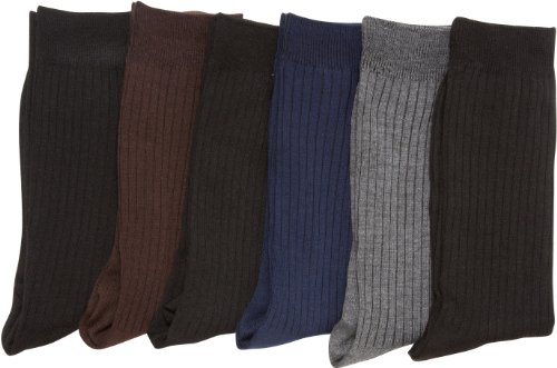 Sakkas Men's Cotton Blend Ribbed Dress Socks Value 6-Pack