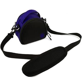 Magic Blue VG Mini Laurel Compact Nylon Carrying Pouch with Removable Shoulder Strap for Sony Cyber-shot DSC-W620 Point & Shoot Digital Camera