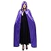 Womens Velvet Hooded Cloak Costumes Halloween Wizard Hooded Party Cape Christmas(Purple)