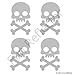 Silver Skull and Cross Bone Bicycle Reflector Reflective Sticker Decal