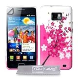 Yousave Accessories Bianco E Rosa Floreale Modello Silicone Gel Custodia Per Samsung Galaxy S2 i9100 Sii Con Schermo Pellicola Protezionedi Yousave Accessories