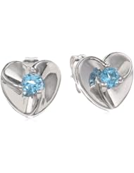 Sterling Silver Gemstone Heart Stud Earrings (0.20 cttw)