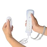 WHITE Remote and Nunchuck Controller Combo for Nintendo Wii -Free Silicone Sleeve and Wrist Strap - Retail Packing