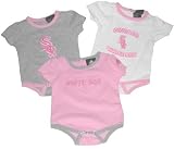 Newborn Girls Chicago White Sox Pink/White/Grey 3-Piece Body Suit Set