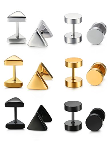 Jstyle Jewelry Stainless Steel Men Stud Earrings for Women Cool Ear Piercing Plugs Triangle Tunnel 18G