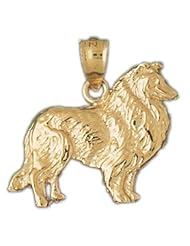 Dazzlers Solid 14k Gold Collie Dog Charm Pendant Available in three colors from jewelsberry (weights: 2.5 grams only)
