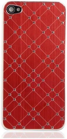 IPhone 4S Back Glass (Red with silver diamonds)