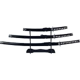 Black Stealth Ninja Samurai 3 Pc Sword Set With Stand