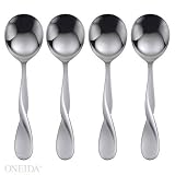 Oneida Flatware Satin Aquarius Set of 4 Round Bowl Soup Spoons